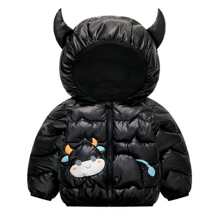 

kpoplk Baby Girl Jacket Baby Girls Boys Winter Coat Little Kids Fuzzy Shearling Zipper Jacket Warm Hooded Outwear Winter Outfits(Black)