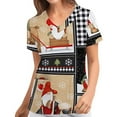 thumbnail image 1 of Pntutb Navidad Moda Mujer Cuello en V Casual Manga corta Impreso Bolsillos Señoras tops Blusa Pntutb Pntutb-5069, 1 of 6