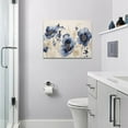 thumbnail image 2 of Blue Flower Wall Art Abstract Blue Floral Pictures Wall Decor Large Blue Painting Canvas Prints Modern Artwork Framed Decoration for Home Bathroom Bedroom Living Room Office 16"x12", 2 of 12