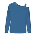 thumbnail image 5 of FAIWAD Women's Off The Shoulder Strap Asymmetrical Tops Long Sleeve Solid Color Trendy Pullover Tops, 5 of 5
