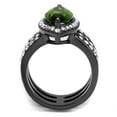 thumbnail image 3 of IP Light Black (IP Gun) Stainless Steel Ring with Synthetic Synthetic Glass in Peridot for Women Peridot Stone Color Style TK2989 Size 6, 3 of 4