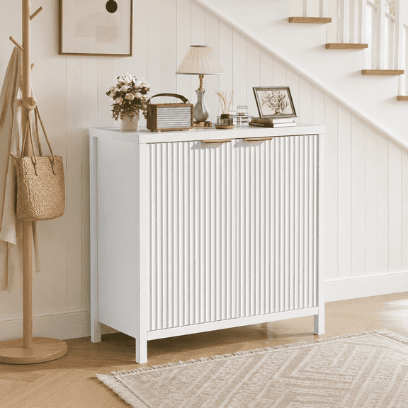 SEPTBOT Narrow Bathroom Storage Cabinet, 68’’ Slim Tall Fluted Storage Cabinet with Adjustable Shelves & Drawer for Bathroom, Kitchen, Living Room, Entryway, Natural White