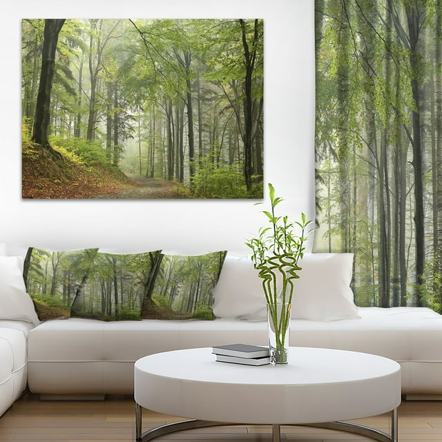 Green Beach Forest Pathway - Landscape Photo Canvas Art Print