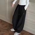 thumbnail image 4 of eczipvz Elastic Waist Girls Pants Girls Pants Pants Capris Wide Leg Baggy Loose Fit Side Pockets Black,11-13 Years, 4 of 9