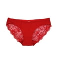 thumbnail image 2 of rygai Hollow Mid-Rise Seamless Women Panties Hip Lace Ice Silk Underwear Female Clothing,Red L, 2 of 8