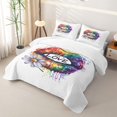 thumbnail image 3 of Manfei Cartoon Rainbow Twin Quilt Set, Rustic Groovy Daisy Twin Coverlet Set, White Blue, 2pcs, 1 Bedspread and 1 Pillowcase, 3 of 7