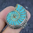 thumbnail image 2 of Natural Ammonite Fossil Gemstone 925 Sterling Silver Jewelry Ring Size 9, 2 of 2