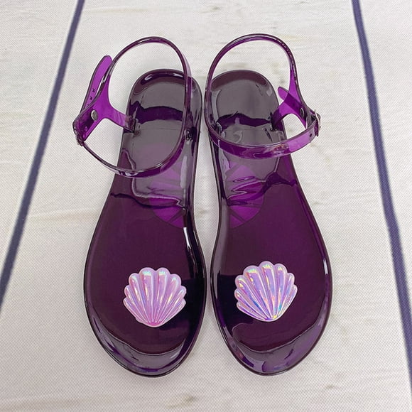 Commforr Jelly Seashell Sandals for Women Beach Summer Flip Flops Mary Janes Cute Dressy Boho Bohemia Alternative Hiking Pumps Cruise Swimming Pool Rave Parties Gifts Holiday Vacation Wedding Guests