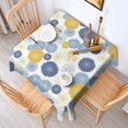 thumbnail image 2 of Geometric Flower and Dahlia White Square Tablecloth, Waterproof Wipeable Spillproof Washable Table Cover for Home Kitchen Party and Daily Decor 52"x52", 2 of 6