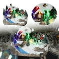 thumbnail image 2 of Rotating Train Desktop Ornament - Glowing Light & Music Holiday Village Scene Decor, Resin Xmas Festive Atmosphere Decor, USB/Battery Powered(H), 2 of 8