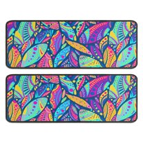 Kitchen Rugs Sets Of 2,Blue Pioneer Flower and Leaf Pattern Anti Fatigue Kitchen Mat Rugs Non Slip Washable,Decorative Kitchen Floor Mats for Kitchen,Sink,Laundry,17"x47" 17"x47"