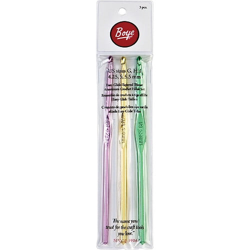 Boye Aluminum Crochet Hook Set, Sizes G, H and I