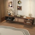 thumbnail image 5 of Harper & Bright Designs Mid Century TV Stand with Doors for 80 inch TV, Wood TV Storage Cabinet Table with Drawers and Solid Wood Legs for Living Room, Dark Brown, 5 of 14