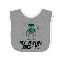 Inktastic My Papaw Loves Me Grandson Robot Boys Baby Bib