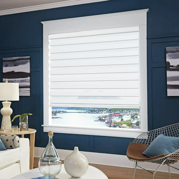 GeTopBlinds Zebra Blinds for Windows 32 X 64 INCH White - Sheer Horizontal Window Blinds and Shades for Daytime and Nighttime - Light Filtering Roller Shades for Windows
