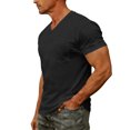 thumbnail image 4 of Mens V Neck T Shirts Trendy Casual Short Sleeve T-Shirt Summer Lightweight Breathable Regular Fit Beach T Shirt with Pocket Black L, 4 of 9