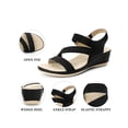 thumbnail image 4 of BLISSFUL STEP Women's Ankle Elastic Strap Wedge Heel Sandals Black 9.5, 4 of 6