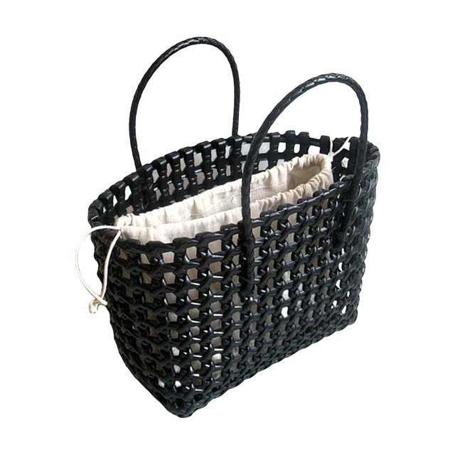 Flmtop Sac de Plage Carré Creux Grande Capacité Panier de Courses Portable en Paille Fournitures de Rangement