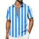 thumbnail image 2 of Ceisia Men's Vertical Stripe Short Sleeve Button Down Casual Shirt for Beach Vacation Sky Blue L Gifts, 2 of 7
