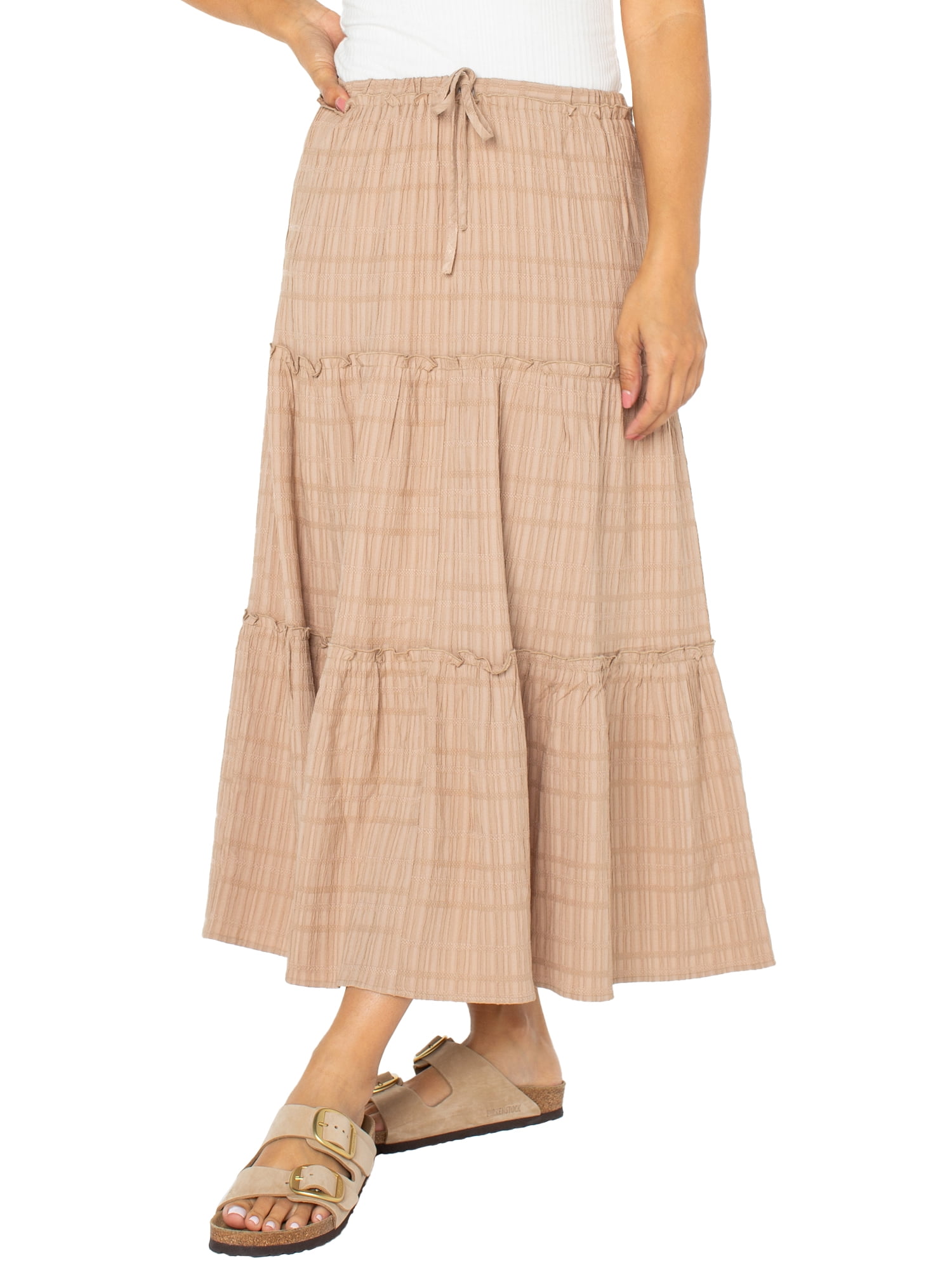 Celebrity Pink Women's and Women's Plus Tiered Maxi Skirt, Sizes XS-4X