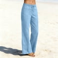 thumbnail image 3 of HAiming Women Wide Leg Pants Summer Vacation Palazzo Trousers Loose Casual Drawstring Elastic Waist Pants with Pockets, 3 of 7