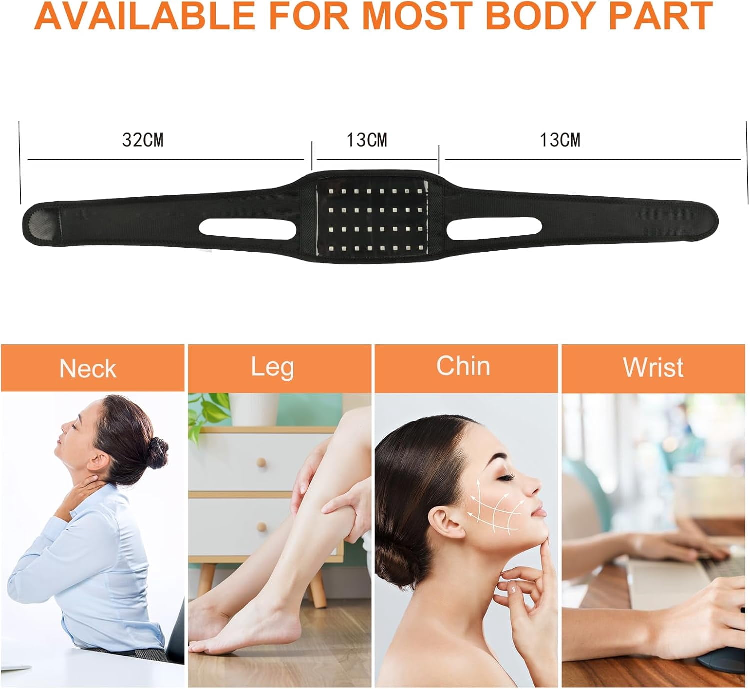 Red Light Therapy Belt for Neck, 850NM Near Infrared Light Therapy & 660NM Red Light Therapy Wearable Infrared Warp for Chin Neck Wrist Leg Hand Portable Red Light Therapy Strap with Timer
