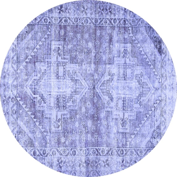 Ahgly Company Indoor Round Persian Blue Traditional Area Rugs, 7' Round