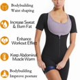thumbnail image 5 of WBQ Short Sleeve Jumpsuit One Piece Women Sweat Vest Waist Trainer 3 in 1 Slimming Full Body Shaper Sauna Suit Workout Tops S-3XL, 5 of 6