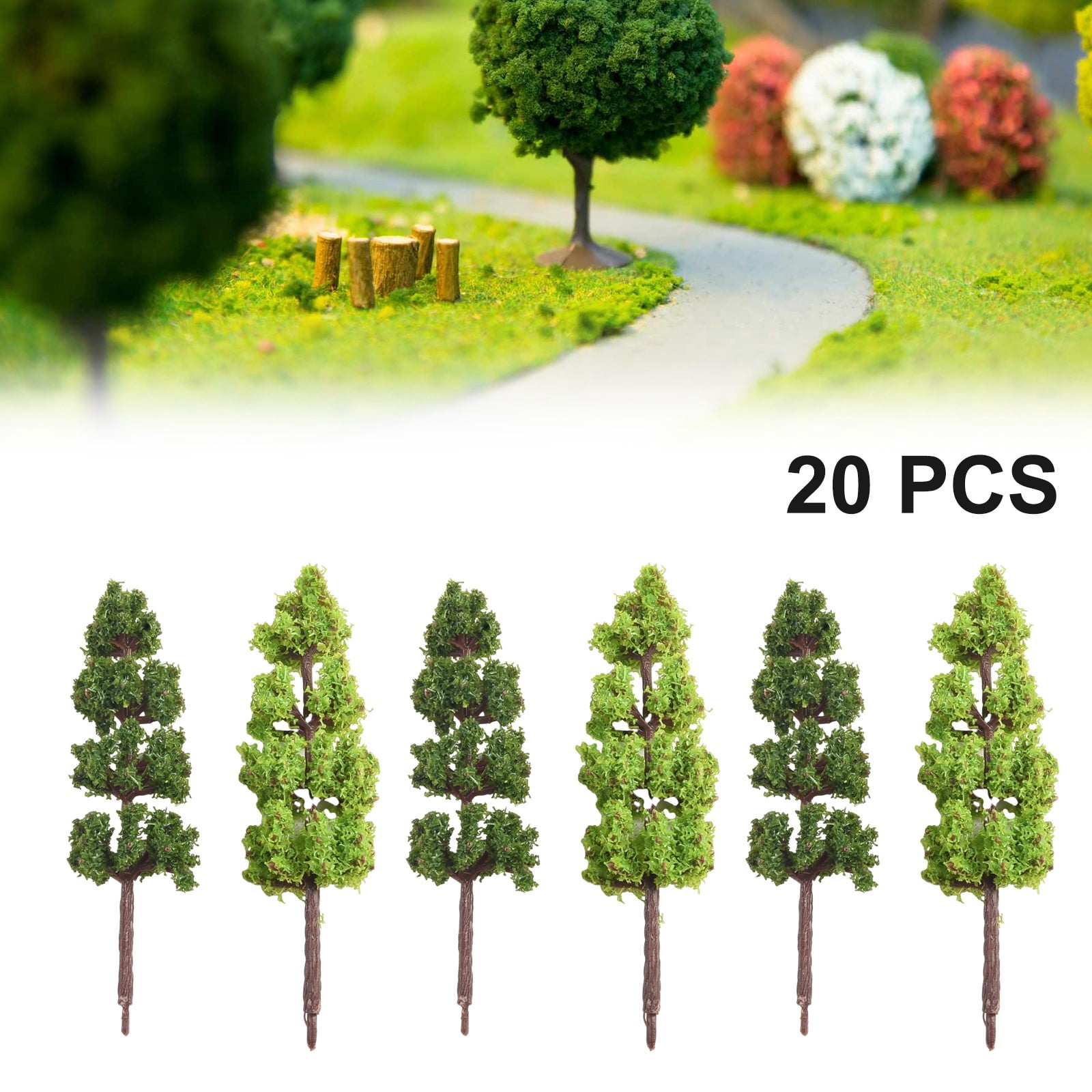 DAZZLEEX Lot de 40 maquettes de paysages miniatures pour paysages ferroviaires - Échelle 1:200 - Vert - Pour construction de maquettes - Table de sable