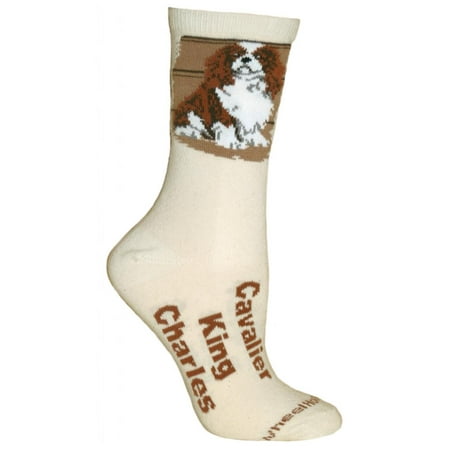 Cavalier King Charles Cotton Stockings - Cavalier King Charles Natural Color Cotton Ladies Socks