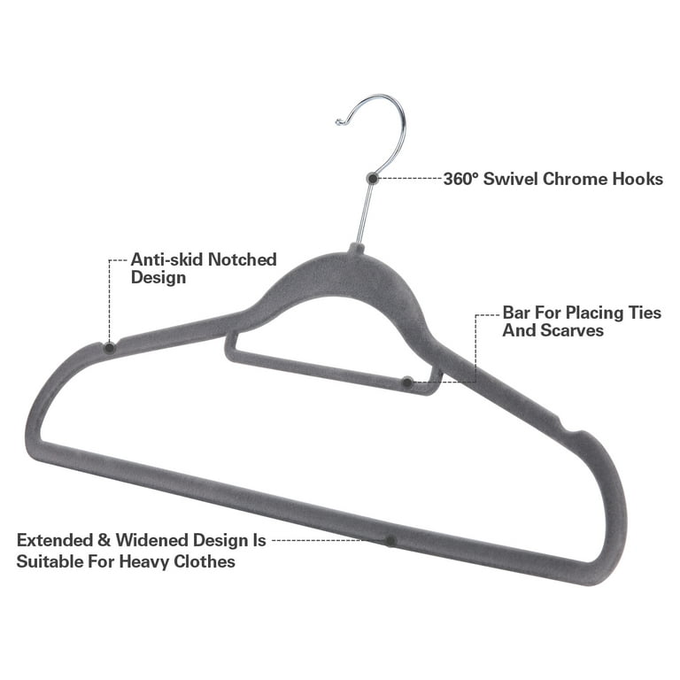 100 Pack Non-Slip Clothes Premium Velvet Hangers Flocked Hangers 360°  Rotatable