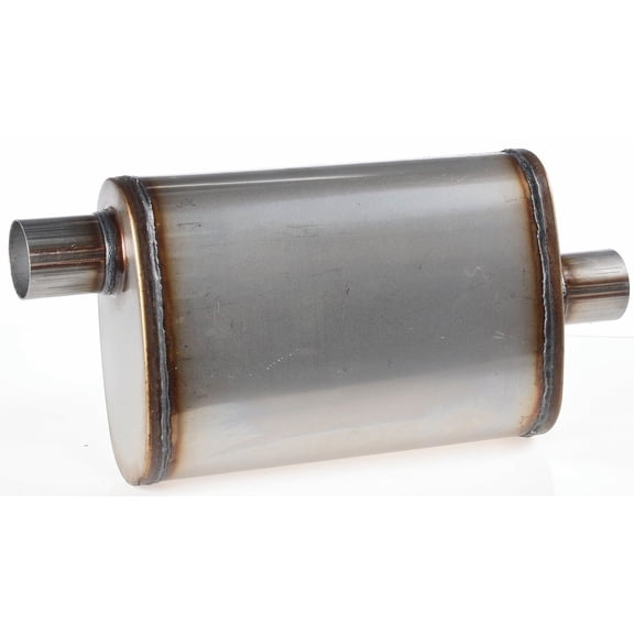 JEGS Satin SS Oval Muffler [2 1/4 in.] Offset / Centered - Reversible