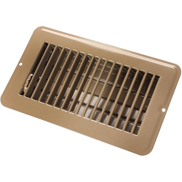 4 x 8 in. Dampered Metal Floor Register, Brown