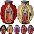 thumbnail image 2 of Sudadera con capucha con estampado 3D de la Virgen María para hombre, sudadera informal de manga larga con estampado de la Virgen cristiana, ropa de hombre de gran tamaño, 2 of 5