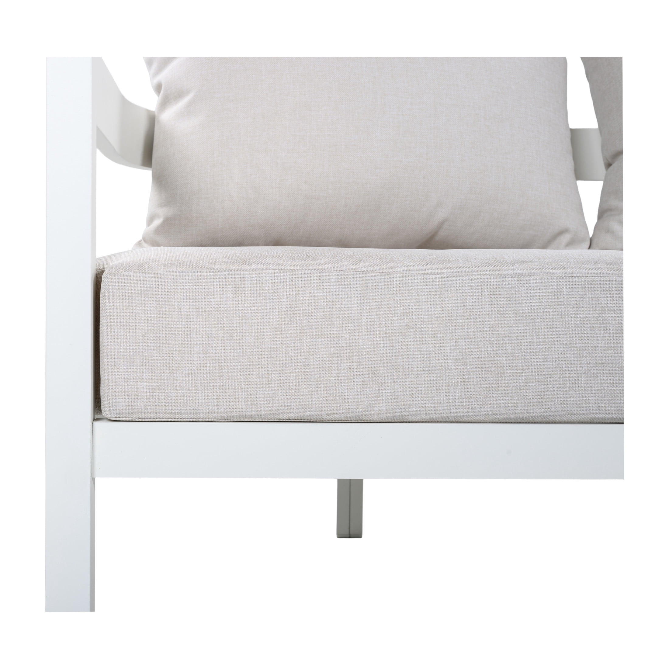 Christopher Knight Home 3-Piece Modern Aluminum Outdoor Sofa Set, 4 Seats with Beige Cushion, White