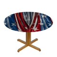 thumbnail image 3 of HAOXIT Rustic Tablecloth, Digital American Flag Colored Wood Stripes with Ornate Star Image, Round Table Cover for Dining Room Kitchen Decor, 3 of 8