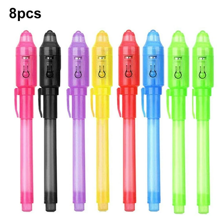 8pcs Invisible Ink Pen With Uv Light Magic Marker