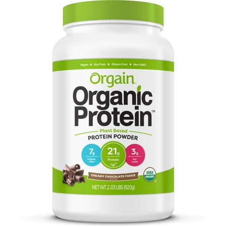 Orgain Organic Plant Based Protein Powder, Chocolate, 21g Protein, 2.0lb, 32.0oz