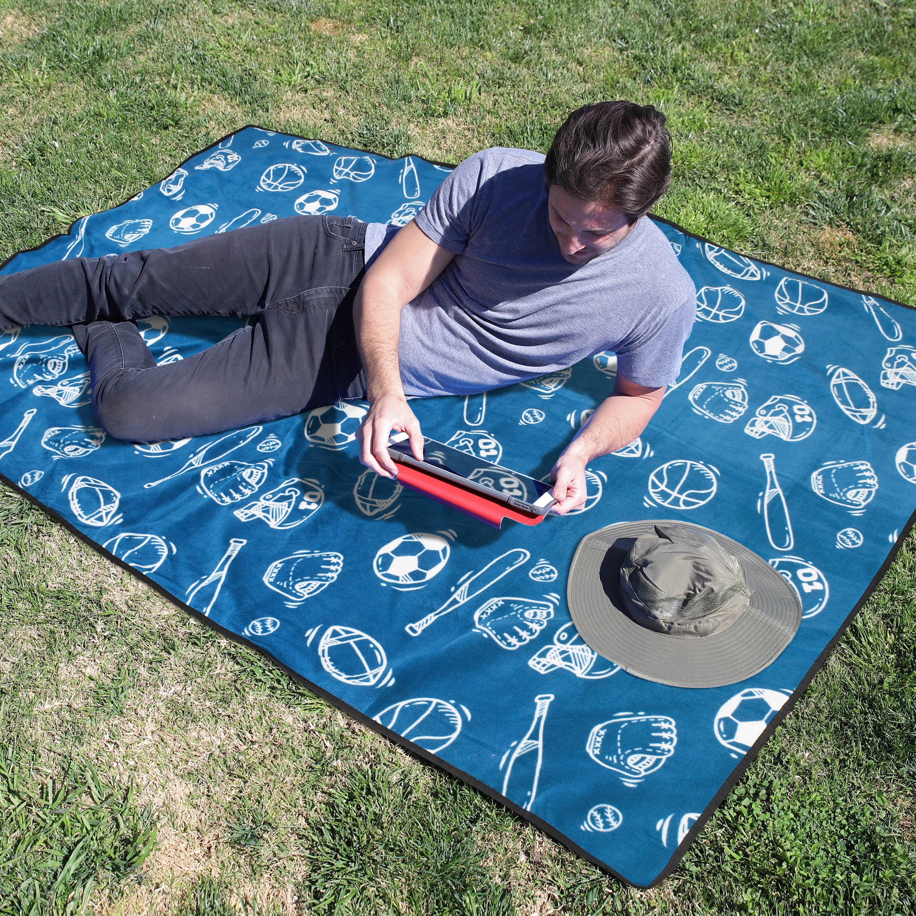 Catalonia Waterproof Throws Blanket for Outdoors,yoga, and Beach, All Age Group, Blue