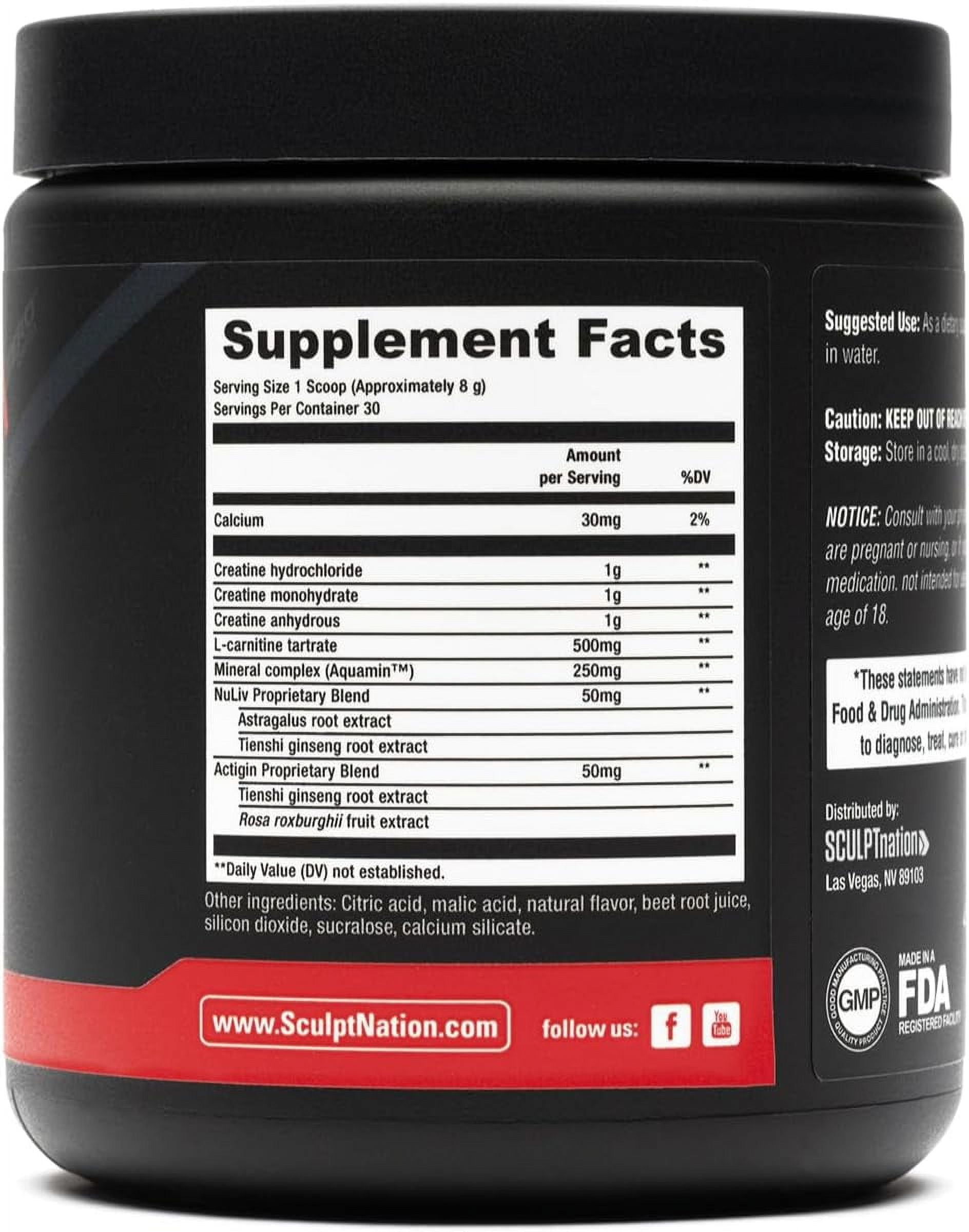 Sculpt Nation by V Shred Post Workout Creatine Complex Powder with Amino Acids, Fruit Punch, 30 Servings