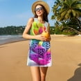 thumbnail image 3 of Fuzoiu Colorful Glitter Dagon Fruit Print Women's Sleeveless Dress,Summer Dresses for Women,Casual Sundresses,Beach Sleeveless T-shirt Swing Dress with Pockets, 3 of 7