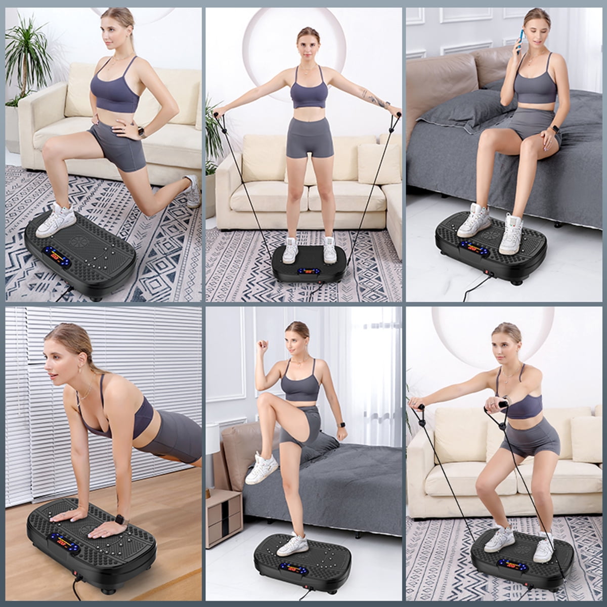 ZHICHUN Vibration Plate Fitness Platform Exercise Machine, Adjustable Speed Whole Body Workout Vibration Trainer for Home Gym, Black