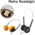 thumbnail image 2 of Galepromot Auriculares supraaurales retro negros, miniauriculares estéreo ligeros con cable, auriculares estéreo de alta fidelidad, auriculares vintage de los años 80 y 90 con cable, auriculares y aud, 2 of 5