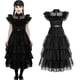 thumbnail image 1 of Conjunto de disfraz de Cosplay de miércoles Addams para niñas de 4 a 9 años, vestido/pelucas para fiesta de Carnaval y Halloween, 1 of 3