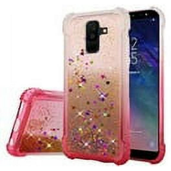 GSA Liquid Glitter Gradient Color Case for Samsung Galaxy A6 - Hot Pink/Clear
