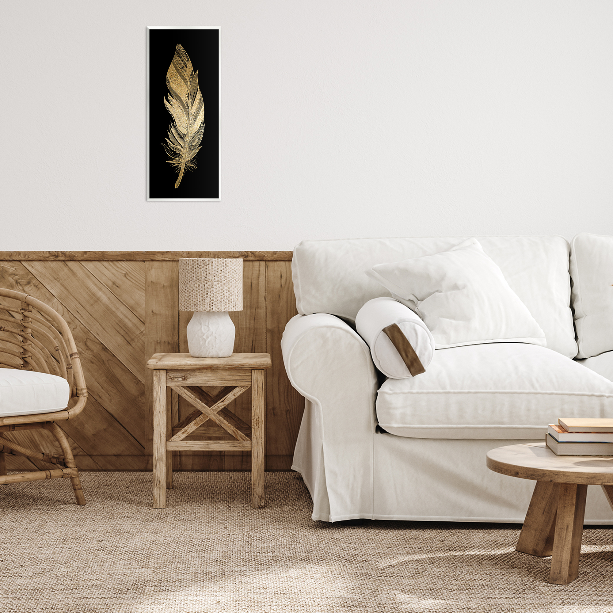 Glam Lined Feather Wall Plaque Art, design by Kim Allen
