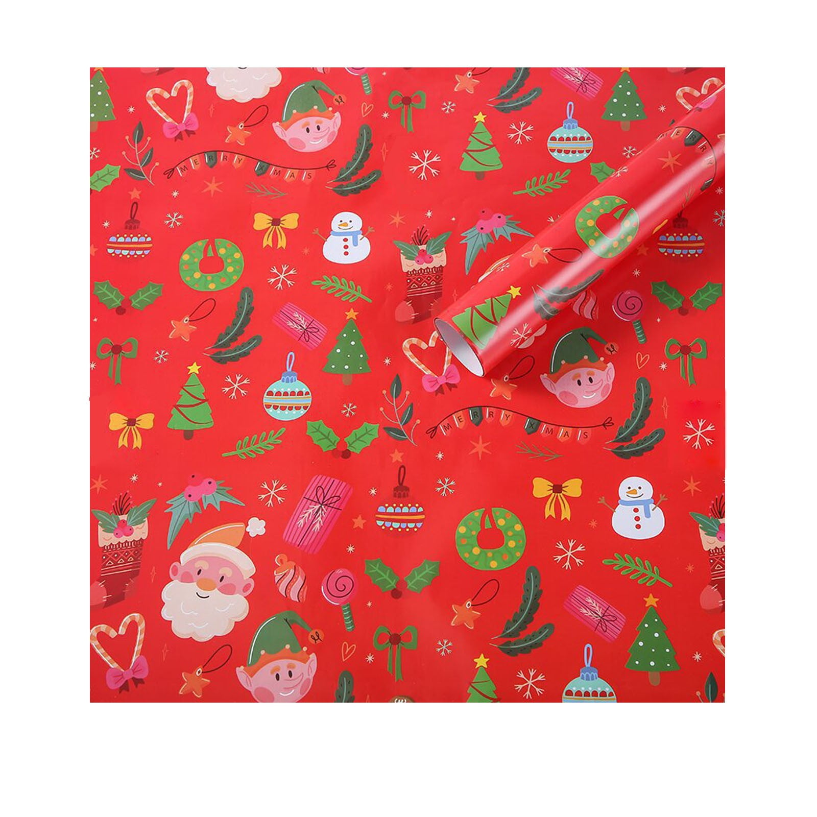 Woodland Christmas Collage Jumbo Rolled Gift Wrap - 1 Giant Roll, 32 feet  Long, Heavyweight, Holiday Wrapping Paper 