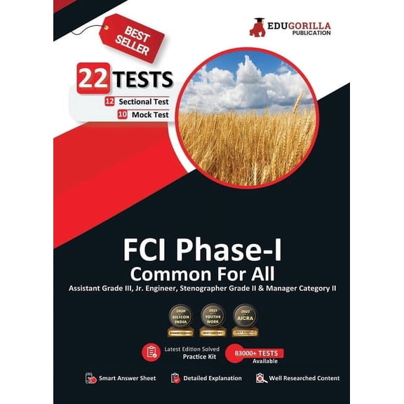 FCI Phase 1 Exam 2023: Non-Executive and Manager Category II (English Edition) - 10 Mock Tests and 12 Sectional Tests (1, (Paperback)