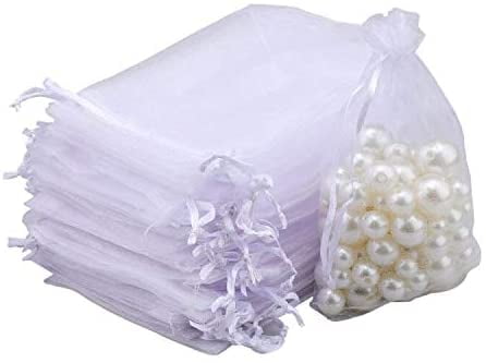 White SumDirect 100Pcs 7.5 x 10cm Sheer Organza Bag with Satin Drawstring Used as candy Pouches Jewelry Pouch Wedding Party Favor Gift Bags
