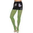 thumbnail image 5 of ToBeInStyle Women's Nylon Horizontal Striped Opaque Tights - Black/Lime - One Size, 5 of 5